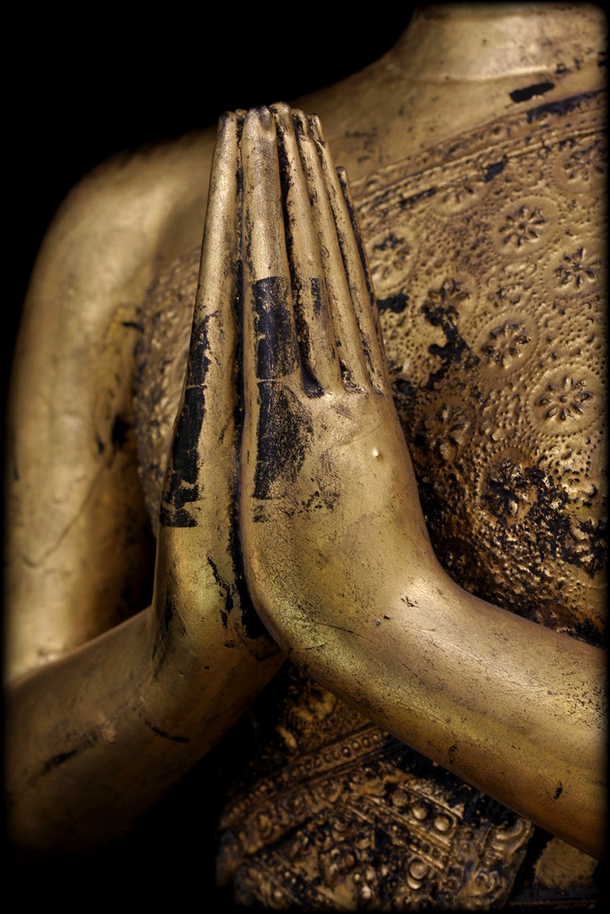 Pair Of 19C Bronze Thai Rattanakosin Buddhist Monks #HD397